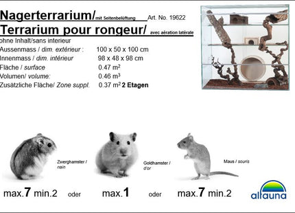 Nagerterrarium mit Seitenbelüftung und zwei Etagen
