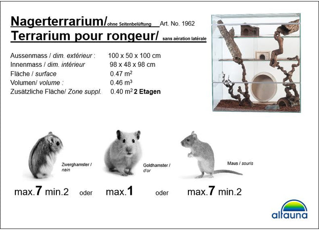 Nagerterrarium mit zwei Etagen für kleine Haustiere
