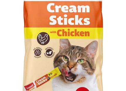 Sanal Cat Cream Sticks mit Huhn, 5 x 15 g, köstliche Leckerlis für Katzen