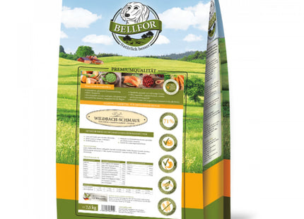 Bellfor Wildbach-Schmaus Wildlachs & Bachforelle - hochwertiges Hundefutter mit Wildlachs und Bachforelle