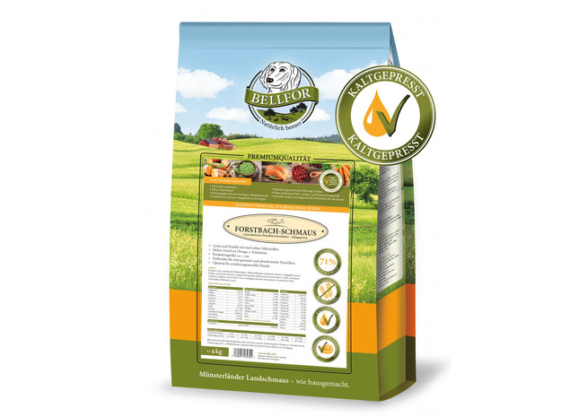 Bellfor Forstbach-Schmaus mit Lachs und Forelle - hochwertiges Hundefutter für gesunde Ernährung