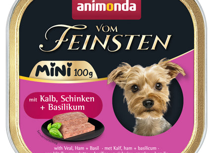 Animonda Hundevollwertiges Feinstes Mini Hundefutter mit Kalb, Schinken und Basilikum, 32 Stück à 100g