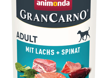 Animonda GranCarno Adult Hundefutter mit Lachs und Spinat, 6 Stück - hochwertiges Nassfutter für erwachsene Hunde