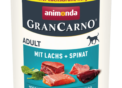 Animonda GranCarno Adult Hundefutter mit Lachs und Spinat, 6 Stück - hochwertiges Nassfutter für erwachsene Hunde