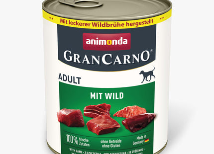 Animonda GranCarno Adult mit Wild 6 Stk. - hochwertiges Hundefutter für erwachsene Hunde mit Wildfleisch