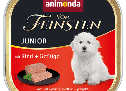 Animonda Hund Vom Feinsten Junior mit Rind und Geflügel, 22 Stück à 150 g - hochwertiges Hundefutter für heranwachsende Hunde