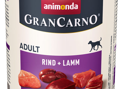 Animonda GranCarno Adult Hundefutter mit Rind und Lamm, 6 Stück - hochwertiges Nassfutter für erwachsene Hunde