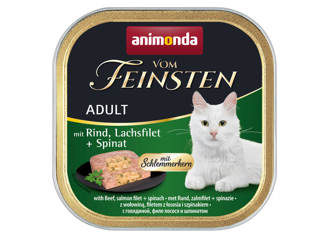 Animonda Katzenfutter Feinsten mit Rind, Lachsfilet und Spinat, 32 Stück à 100 g