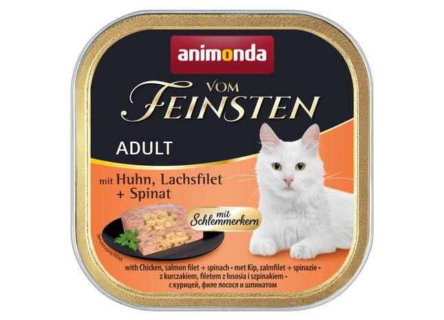 Animonda Katzenfutter Vom Feinsten mit Huhn, Lachsfilet und Spinat, 32 Stück à 100 g