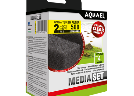Aquael Filtrationsschwamm Turbo 500, 2 Stk. - Effektive Filterung für klares Wasser