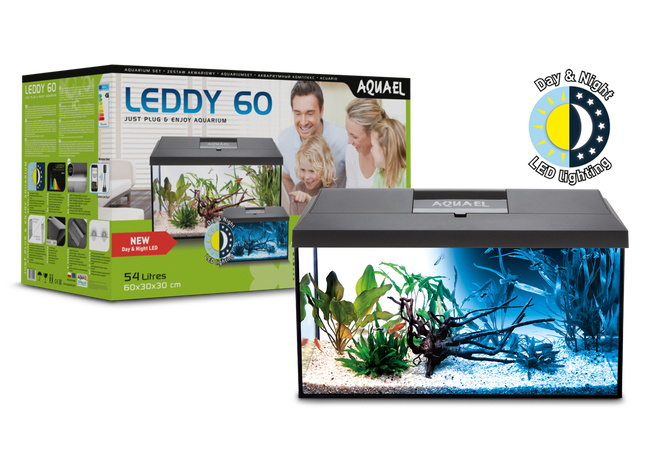 Aquael LEDDY 60 Aquarium Set in elegantem Schwarz - für ein stilvolles Zuhause für deine Fische