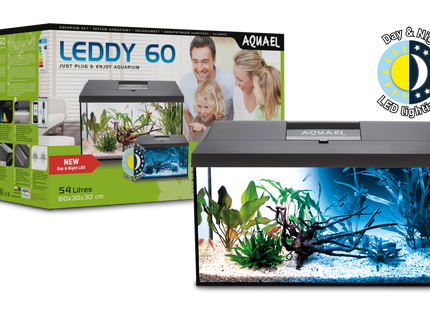 Aquael LEDDY 60 Aquarium Set in elegantem Schwarz - für ein stilvolles Zuhause für deine Fische