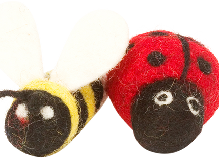 Rote und gelbe Marienkäfer-Bienen-Ornamente, 2 Stück