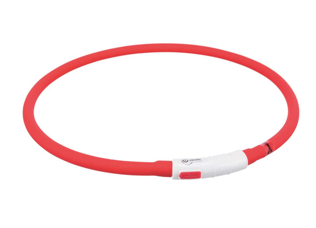 Leuchtender roter USB-Silikonring von Trixie für sicheres Gassigehen bei Nacht