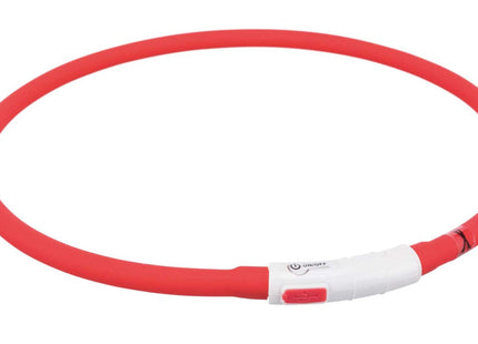 Leuchtender roter USB-Silikonring von Trixie für sicheres Gassigehen bei Nacht