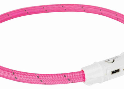 Leuchtender USB-Halsring in Pink für Hunde von Trixie
