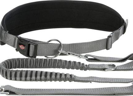 Bauchgurt mit Leine für Hunde, Nylon, 75-120cm, Graphitschwarz
