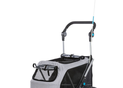 Faltbarer grauer Fahrradanhänger von Trixie für Haustiere