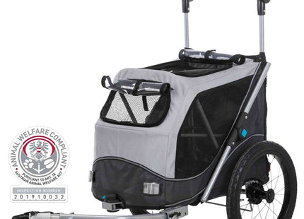 Faltbarer grauer Fahrradanhänger von Trixie für Haustiere