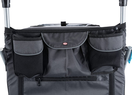 Faltbarer grauer Fahrradanhänger von Trixie für Haustiere