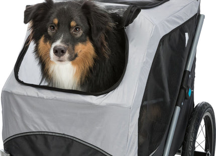 Faltbarer grauer Fahrradanhänger von Trixie für Haustiere