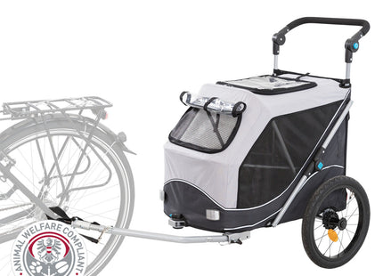 Faltbarer grauer Fahrradanhänger von Trixie für Haustiere
