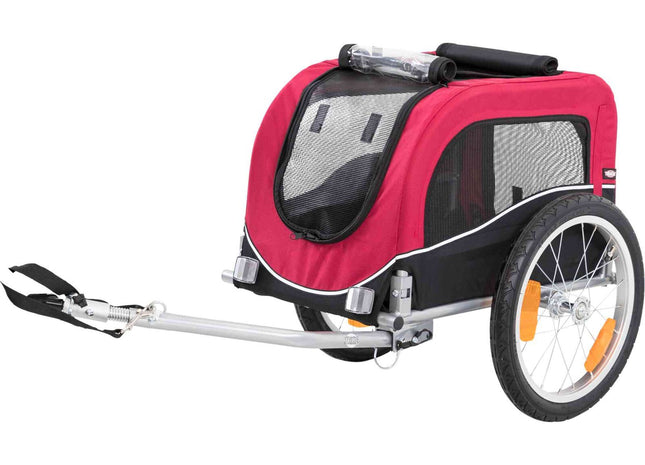 Schwarzer und roter Fahrradanhänger von Trixie für Haustiere