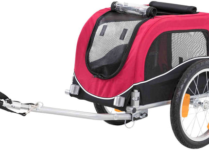 Schwarzer und roter Fahrradanhänger von Trixie für Haustiere