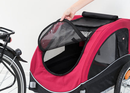 Schwarzer und roter Fahrradanhänger von Trixie für Haustiere