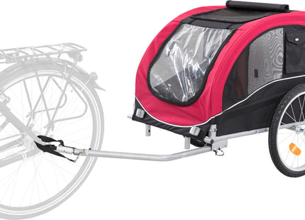Schwarzer und roter Fahrradanhänger von Trixie für Haustiere
