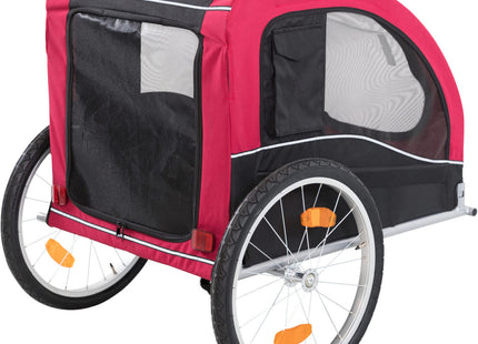 Schwarzer und roter Fahrradanhänger von Trixie für Haustiere