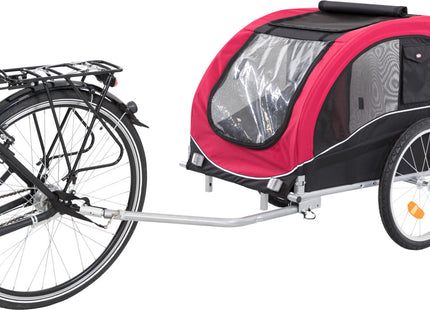 Schwarzer und roter Fahrradanhänger von Trixie für Haustiere
