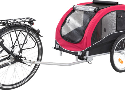 Schwarzer und roter Fahrradanhänger von Trixie für Haustiere