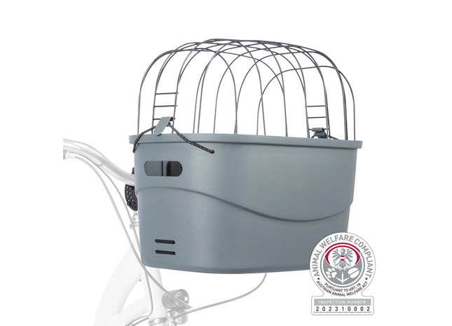 Praktischer grauer Fahrradkorb von Trixie, 3-teilig inklusive Montageset