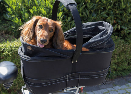 Schwarzer Fahrradkorb für breite Gepäckträger von Trixie