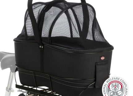 Schwarzer Fahrradkorb für breite Gepäckträger von Trixie