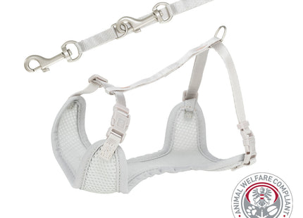 Weiches Welpen-Geschirr mit Leine in Hellgrau von Trixie Junior