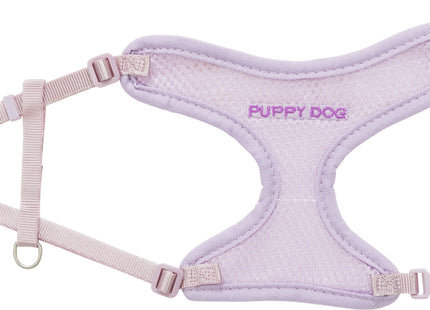 Weiches Welpengeschirr und Leine in Flieder für kleine Hunde