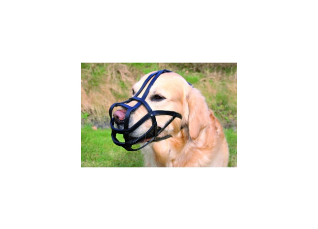 Schwarzer Trixie Maulkorb aus Leder für Hunde