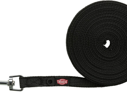 Gummierte Schleppleine in Schwarz für sicheres Training und Auslauf