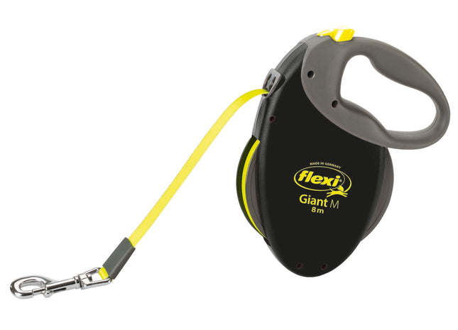 Sicherer Trixie Flexi Neon Giant Gurt in Schwarzneon für grosse Hunde