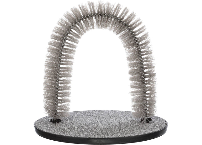 Katzengrauer Massage- und Fellpflegebogen von Trixie für glückliche Katzen