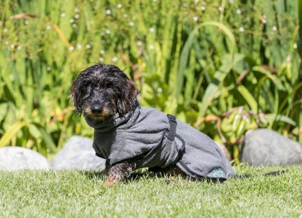 Frottee-Bademantel in Grau für Hunde von Trixie - nach dem Baden kuschelig trocken bleiben
