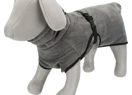 Frottee-Bademantel in Grau für Hunde von Trixie - nach dem Baden kuschelig trocken bleiben