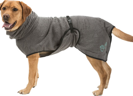 Frottee-Bademantel in Grau für Hunde von Trixie - nach dem Baden kuschelig trocken bleiben