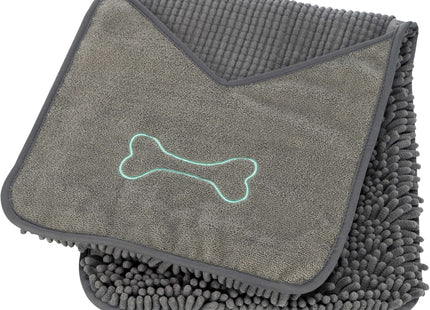 Weiches graues Handtuch mit praktischen Handlaschen aus Mikrofaser