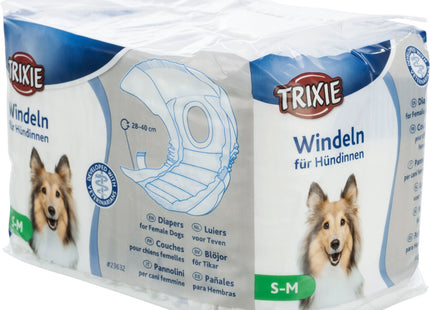 Trixie Windeln für Hündinnen 12 Stück - Hochwertige Hundewindeln für Weibchen, ideal für die Sauberkeitstraining und Inkontinenz, 12 Stück pro Packung