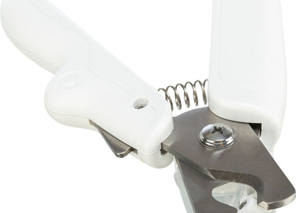 Präzise Krallenschere mit LED-Licht für sicheres Schneiden, aus weissem Kunststoff und Edelstahl