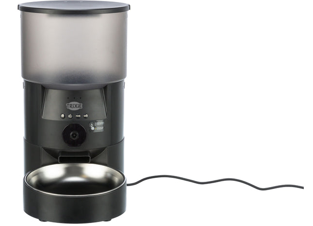 Automatischer Futterautomat für Haustiere in elegantem Schwarz