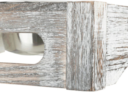 Edelstahl-Hundenapf-Set in Weiss auf Holzunterlage von Trixie